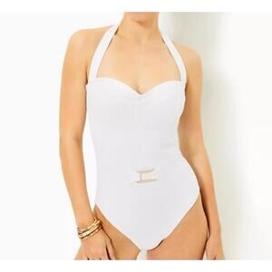 Lilly Pulitzer Jyn One-Piece Swimsuit Resort White Women's Size 16 NWT